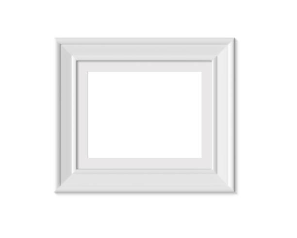 istock 4x5 Horizontal Landscape picture frame mockup. Realisitc wooden or plastic white blank for photographs. Framing mat with wide borders. Isolated poster frame mock up template on white background. 3D render 1152635500