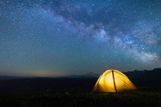 istock tourist tent against the night sky 1152636564