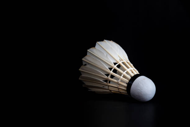 istock The still life badminton shuttlecock feather professional and racket on isolated black background. 1152640522
