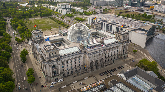 Aerial view of Reichstag Building in Berlin