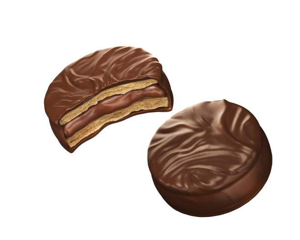 istock chocolate pie snack biscuit isolated on white background. 1152641936