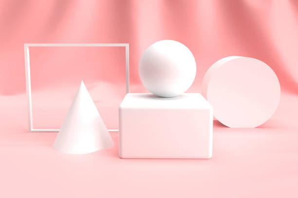 istock Abstract 3D geometry shape set on pink color background. Mock up and advertising presentation concept. Beauty and cosmetic concept. 1152644244