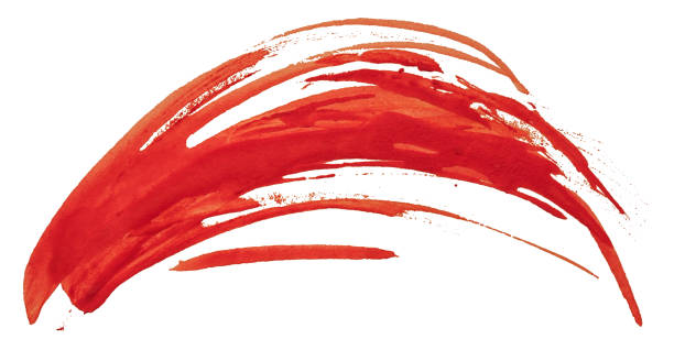 red watercolor texture paint stain brush stroke - paint strokes fotos imagens e fotografias de stock