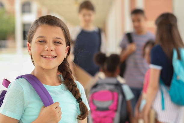 istock Latin descent, elementary age girl on school campus. 1152647240