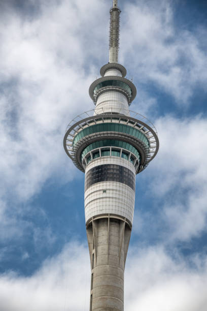istock Auckland Tower against blue sky with clouds 1152647347