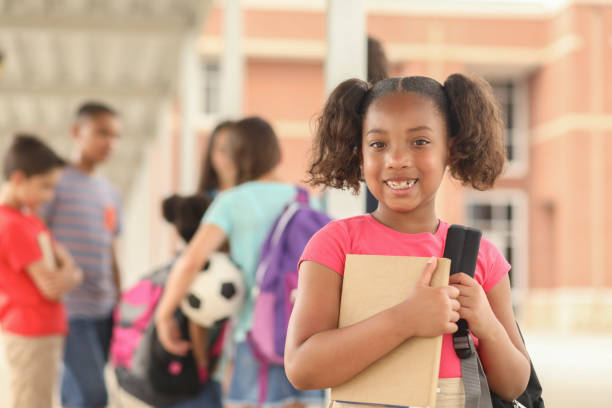 istock African descent, elementary age girl on school campus. 1152647632