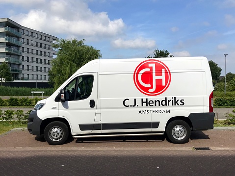 Almere, Flevoland, the Netherlands - May 30, 2019: CJ Hendriks transport van parked by the side of the road. Nobody in the vehicle.