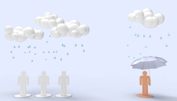 istock Rain clouds and People Symbol concept Modern art on paste blue background - 3d rendering 1152649093