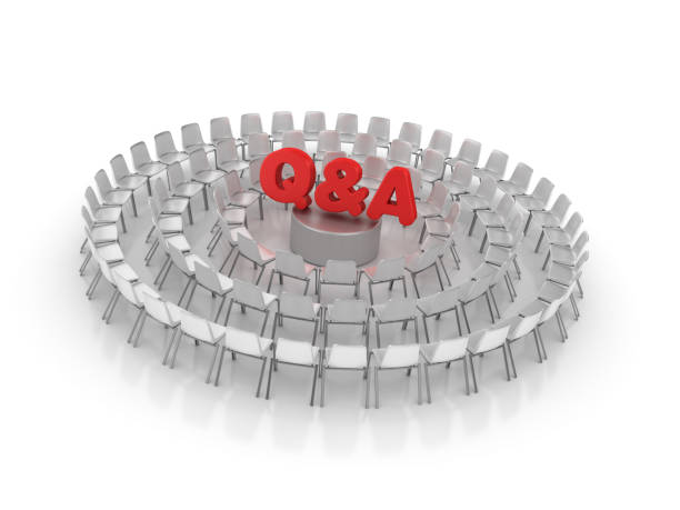 istock Circle of Chairs with Q&A - 3D Rendering 1152650331