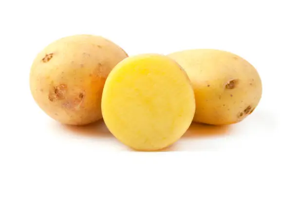 Marylin Potatoes (Solanum tuberosum) on a white background