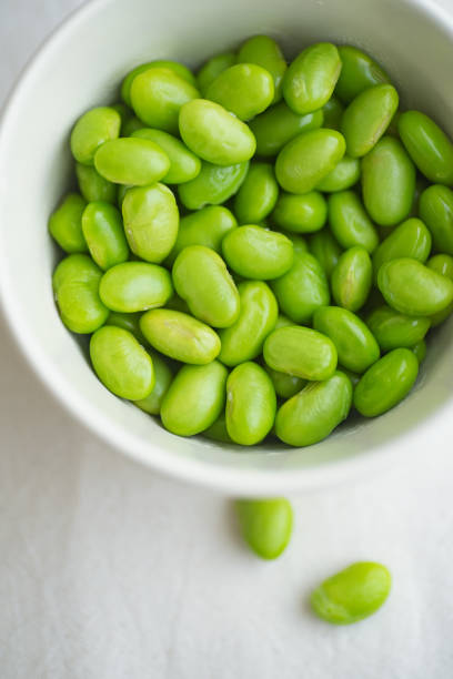 istock Edamame beans on bowl on a table 1152650622