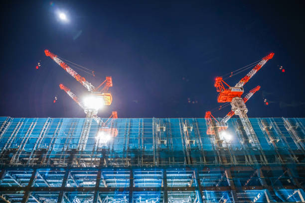 cantiere di un edificio per uffici (minato mirai, yokohama) - 13633 foto e immagini stock