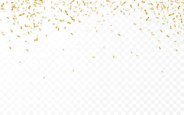 ilustrações de stock, clip art, desenhos animados e ícones de gold confetti. celebration carnival ribbons. luxury greeting card. vector illustration - confetti