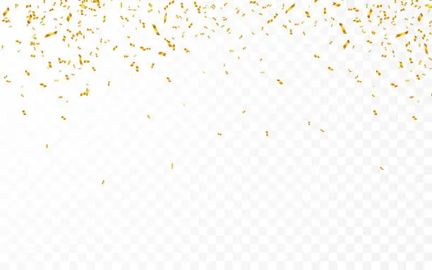 Vector illustration of Gold confetti. Celebration carnival ribbons. Luxury greeting card. Vector illustration