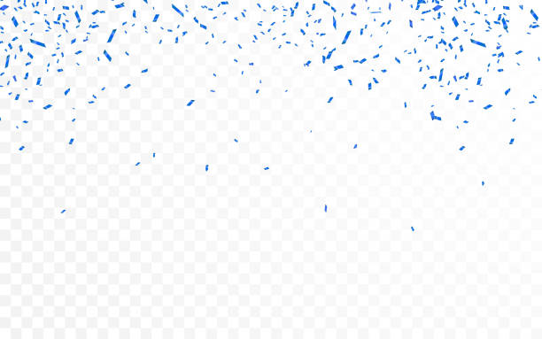 ilustrações de stock, clip art, desenhos animados e ícones de blue confetti. celebration carnival ribbons. luxury greeting card. vector illustration - confetti