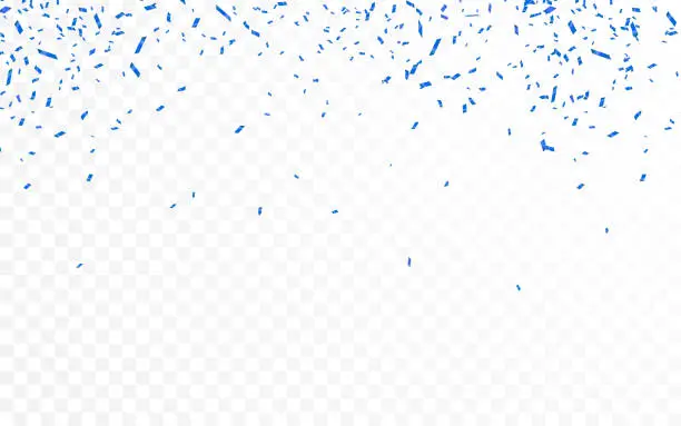 Vector illustration of Blue confetti. Celebration carnival ribbons. Luxury greeting card. Vector illustration