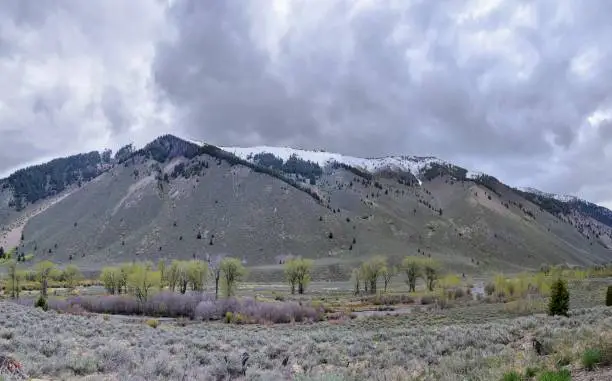 Photo of Sun Valley, Badger Canyon in Sawtooth Mountains National Forest Landscape panorama views from Trail Creek Road in Idaho. United States.