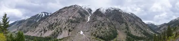 Photo of Sun Valley, Badger Canyon in Sawtooth Mountains National Forest Landscape panorama views from Trail Creek Road in Idaho. United States.