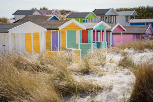istock Colorful beach huts with clouds in background. Falsterbo, sweden 1152658731