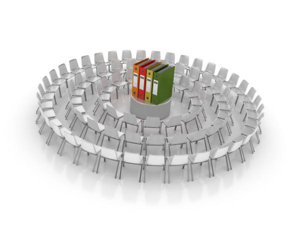 istock Circle of Chairs with Ring Binders - 3D Rendering 1152658934