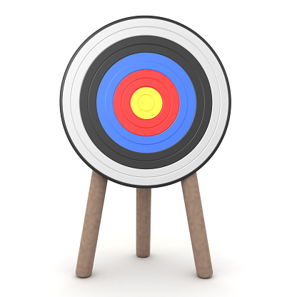 3D Rendering of an archery target. 3D Rendering isolated on white.