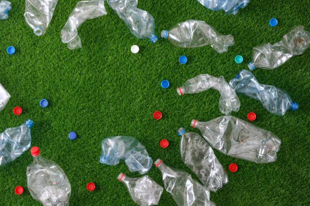 istock The concept of recycling plastic and environmental protection. Pet preforms for plastic bottles on the green grass. Artificial turf. 1152661435