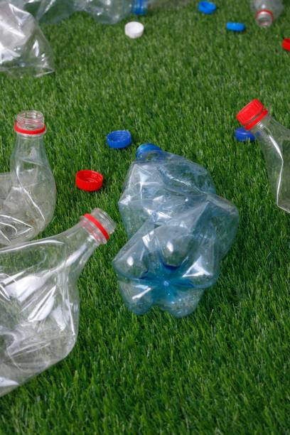 istock The concept of recycling plastic and environmental protection. Pet preforms for plastic bottles on the green grass. Artificial turf. 1152661508