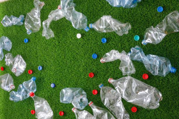 istock The concept of recycling plastic and environmental protection. Pet preforms for plastic bottles on the green grass. Artificial turf. 1152661583