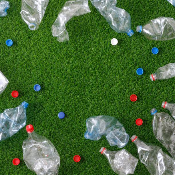 istock The concept of recycling plastic and environmental protection. Pet preforms for plastic bottles on the green grass. Artificial turf. 1152661631