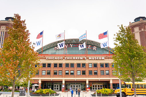 Chicago, IL, USA, October 2016: exterior facade of the Chicago Children's Museum at the Navy Pier on Lake Michigan