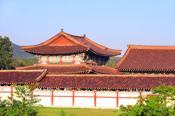 istock Pavilions in Buddhist monastery Pohyon, North Korea (DPRK) 1152667708
