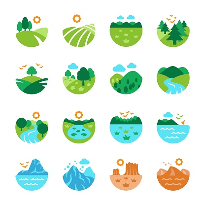 landscape and nature icon set,vector and illustration