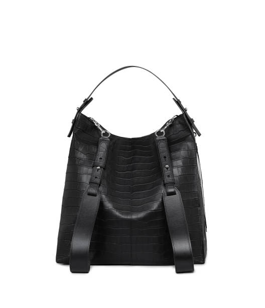 istock Elegant black back pack bag close up with white background 1152675520