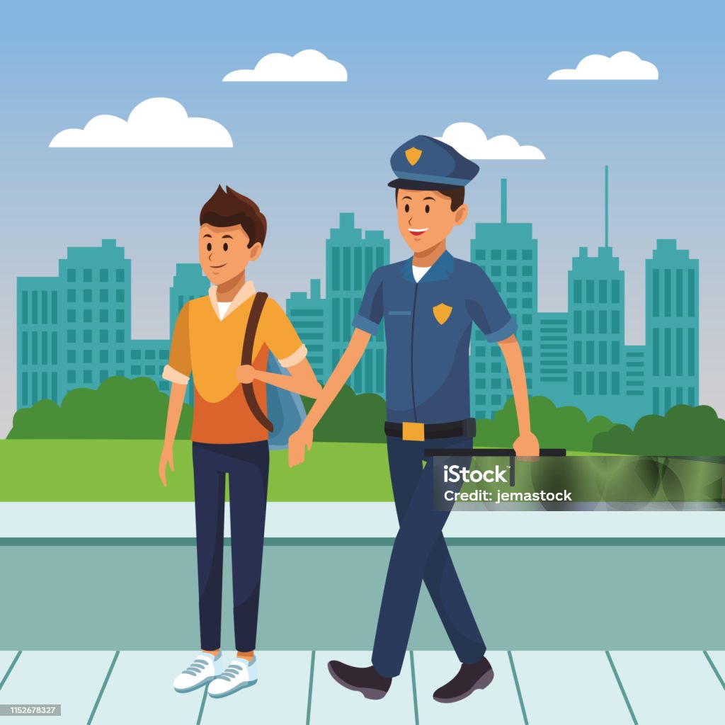 Ilustración de Oficial De Policía De La Ciudad De Dibujos Animados y más  Vectores Libres de Derechos de Ayuda - iStock