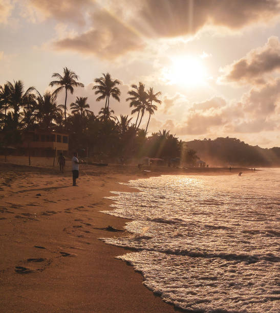 istock Palm trees and surfers in Sayulita Beach. 1152679116