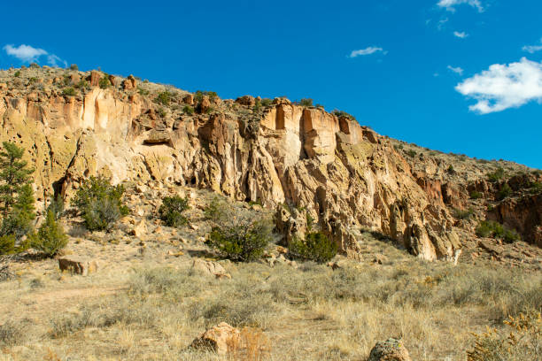 The view looking across the main loop trail in Bandelier National Monument in New Mexico