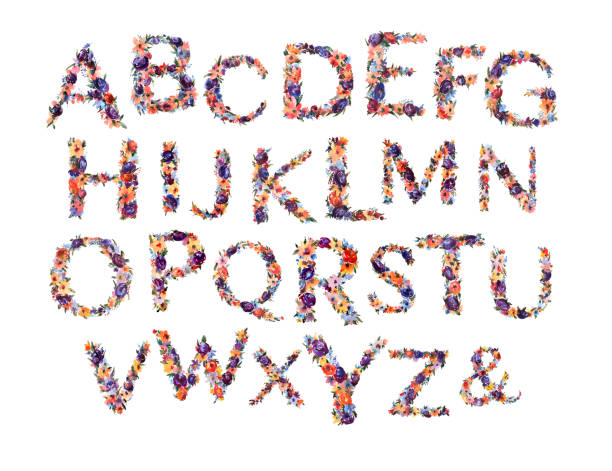 istock Floral Watercolor Alphabet, Isolated Summer Letters on White Background. 1152681164
