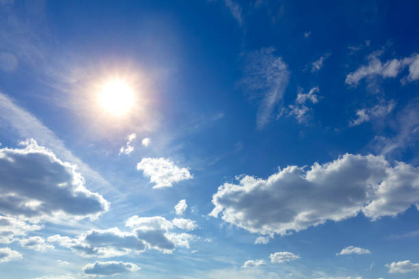 sun in the blue sky with clouds