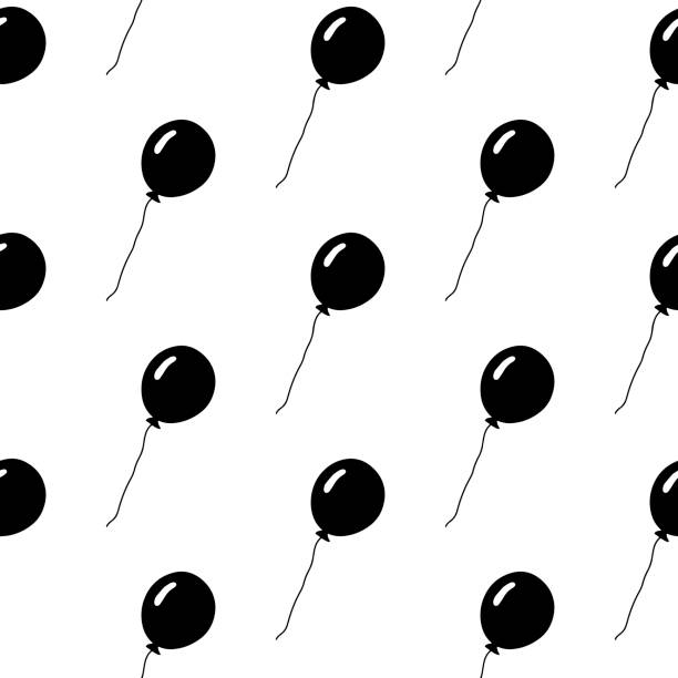 Cute Cartoon Balloon Vector Seamless Pattern Cute cartoon balloon background with hand drawn balloons. Sweet vector black and white balloon background. Seamless monochrome doodle balloon background for textile, wallpapers, wrap, cards and web. black and white balloons stock illustrations