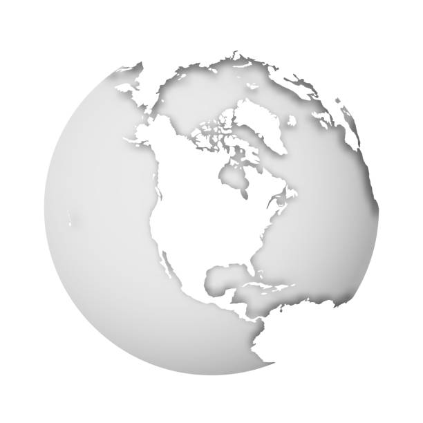 istock Earth globe. 3D world map with white lands dropping shadows on light grey seas and oceans. Vector illustration 1152689576