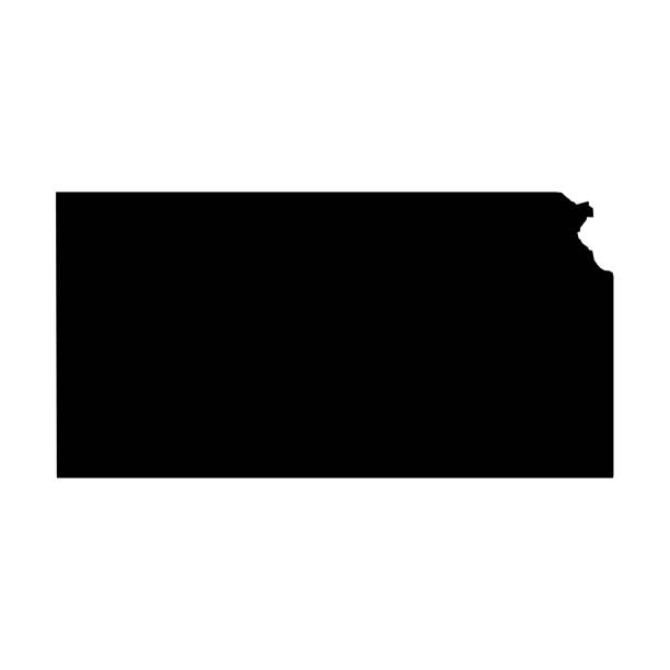 канзас, штат сша - сплошная черная силуэтная карта заготовок. простая плоская векторная иллюстрация - kansas stock illustrations