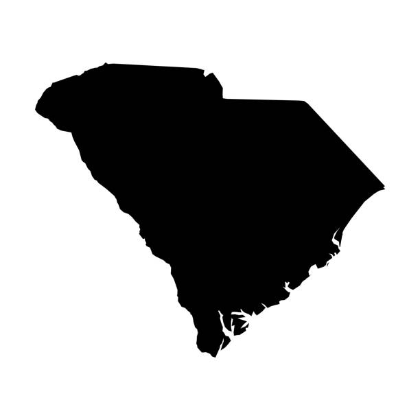 サウスカロライナ州、アメリカ合衆国-カントリーエリアのソリッドブラックシルエットマップ。シンプルなフラットベクトルイラスト - columbia north carolina点のイラスト素材／クリップアート素材／マンガ素材／アイコン素材