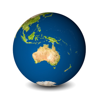 Earth globe isolated on whitebackground. Satellite view focused on Australia. Elements of this image furnished by NASA.