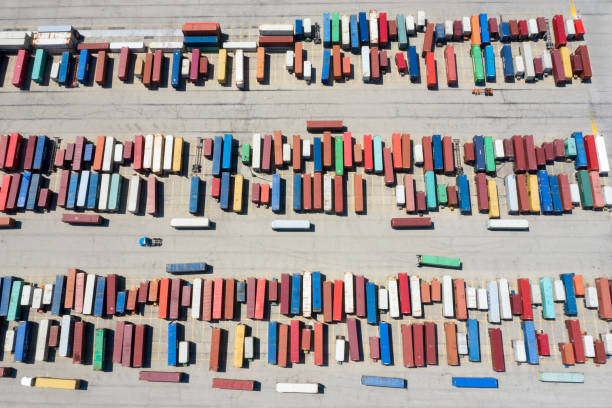 istock Large group of Cargo Containers, Aerial View 1152697352