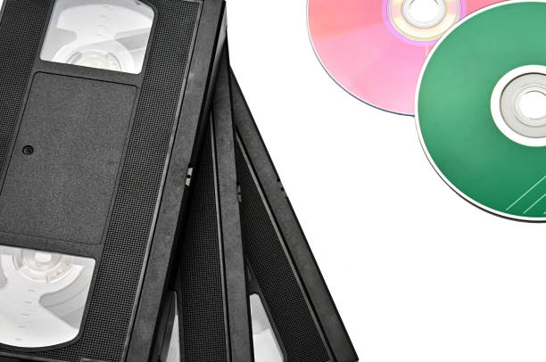 istock Videotapes for home use on a white background.Videocassette 1152697390