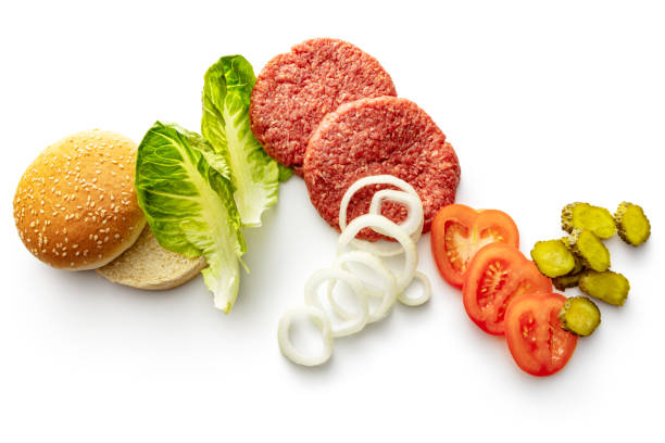 istock Meat: Ingredients for a Hamburger Isolated on White Background 1152699896