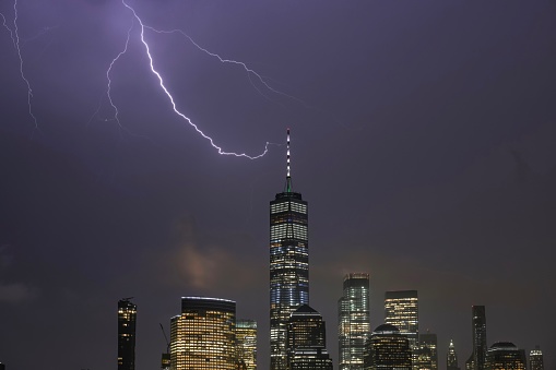 Lightning Strike NYC World Trade Center during the recent tornado that passed through NJ