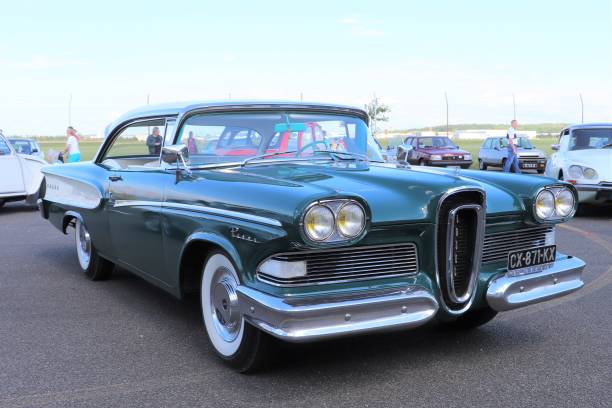 Edsel Pacer green and white car - vintage car at the exhibition \