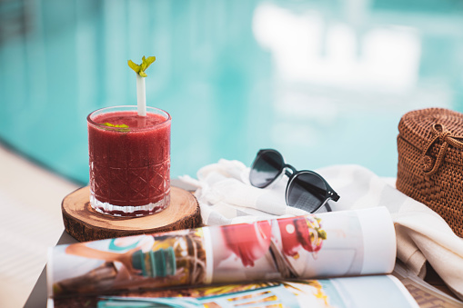 Cocktails near swimming pool