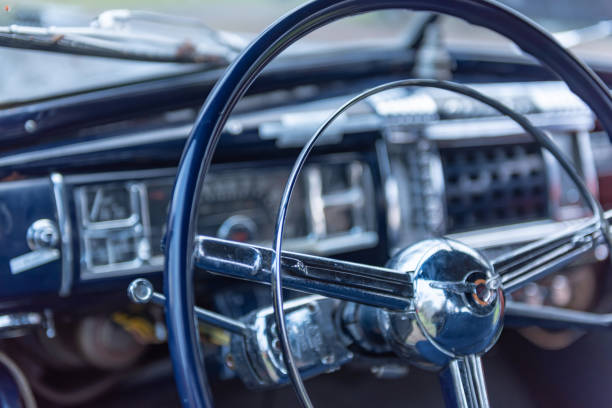 istock Interior view of classic vintage car 1152703770